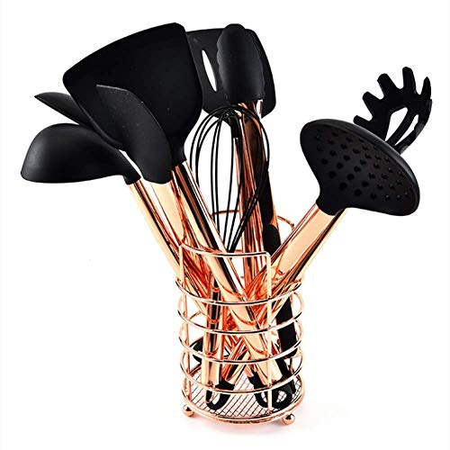 LLDKA Ustensiles de Cuisine Set antiadhésives Ustensiles de Cuisine en Silicone Ustensiles de Cuisine Cuisine SET11 pcs Ustensiles de Cuisine avec des ustensiles en cuivre plaqué poignée en Silicone