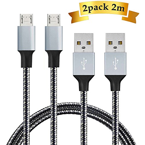 C  ble Micro USB Quntis   C  ble Nylon Micro Usb de Haute Vitesse  2 Pack Cable 2m Pratique  C  ble USB Cordon Micro USB  C  ble de Charge et Synchron