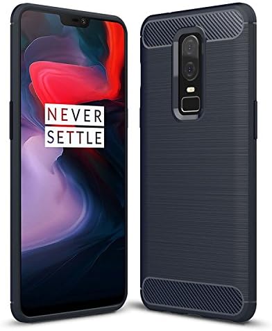 Case Collection Brushed Carbon Fiber Back Design Cover for Oneplus 6 Case Soft Rubber Full Range Protection Slim-Fit Hybrid Case Cover for Oneplus 6 Phone Case