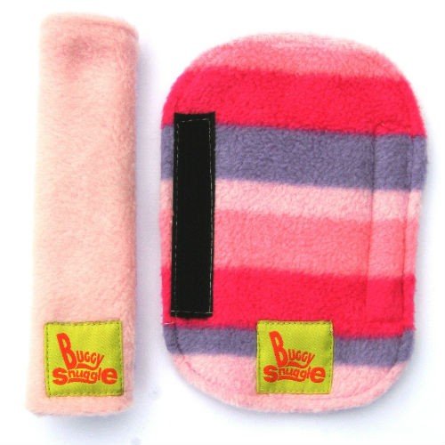 Buggy Snuggle Cerise Fleece Strap Covers (Pink Stripe)