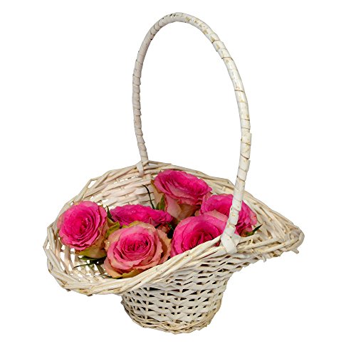 2 Frau Wundervoll Blumenkörbe / Streukörbchen mit Henkel –weiß, shabby style - Vintage Hochzeit / Streukorb / Vintage Korb