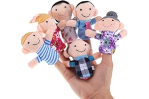 NLINLIN 6 Pcs Mini Grandparents, 6 People Family Members Finger Puppets Toys Set, Cloth Velvet Puppets, Finger Puppet Set, Story Time, Party Favors for Boys Girls Birthday Gifts Christmas Stocking Stuffers