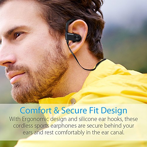 Auriculares inal  mbricos ZOETOUCH Running Auriculares deportivos Auriculares Bluetooth en el o  do con micr  fono Auriculares Bluetooth  llamadas manos libres para iPhone  Samsung  Sony  HUAWEI - Negro