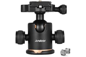 Andoer - Trípode con rótula de Bola giratoria 360 Grados, rótula panorámica con Zapata rápida y Tornillo de 1/4", para trípode, monopié y cámara réflex