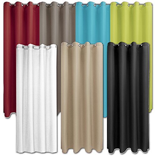 JEMIDI Ösenschal Blickdicht 140cm x 245cm Ösen Schal Gardine Vorhang Fenster Deco Öse Schlaufen (Sand) - 2