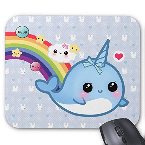 Preisvergleich Produktbild Cute Baby Narwhal with Rainbow, Clouds and Stars Mouse Pad