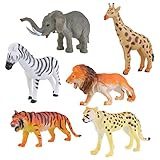 NUOLUX 6pcs Plastic Model Animals Toy Farm Animal Tiger Leopard Lion Giraffe Zebra Elephant Wild