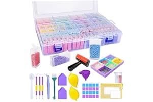 YUTUY Diamond Painting Zubehör,90 Gläser DIY 5D Diamond Painting Werkzeug Set,Diamond Painting Zubehör Boxen mit Pinzette,Quick Point Stift,Kunststoffschale,Diamant-Malwalze