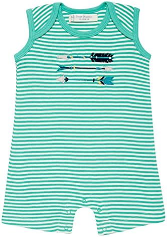 Sense Organics Baby Boys' Leo Retro Sommerspieler Romper, Mehrfarbig (Cactus Green Stripes + Applic 590006), 6-9 Months