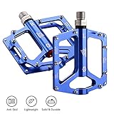 LYCAON Pedali per bicicletta leggero 0.64lb / coppia antiscivolo Cr-Mo in alluminio con cuscinetto a sfere sigillato CNC, 3 cuscinetti pedali Pedali bici per MTB BMX con chiave (Blue)