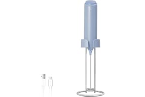 ELMWAY FlexMount Rechargeable Milk Frother by ELMWAY – Handheld Electric Whisk with Ergonomic Grip for Coffee, Latte & Matcha, Easy to Use with Stand or Wall-Mount Holder – Blue