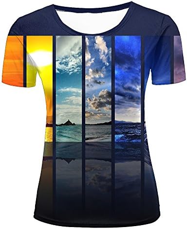 lingshirt Women 3D Casual T-Shirt colorful Sea Ocean Abstract Graphics Short Sleeve Tops XXL