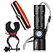 Produktbild USB wiederaufladbare Zoomable Steam Light Taschenlampe LED MTB Fahrrad Head Front Light + Rücklicht Set mit Montagehalterung und Gurt