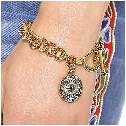 Young & Forever Rakhi Gift for Brother Sister Eye-Catchy Gold Chain Style Cubic Zirconia Embellished Evil Eye Charm Gold Plated Kabbalah Bracelet for Women and Girls (Gold) - Image 3