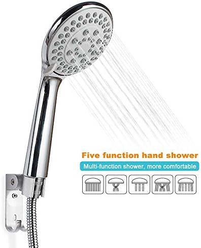 Shower Head,SHONCO Handheld Shower Head Set High Pressure Suit with Powerful Shower Spray Against Low Pressure Water Supply Pipeline Multi-functions 5 Mode Settings with 1.5m Hose Shower Bracket Bathroom Accessories Filter Fixed Showerhead