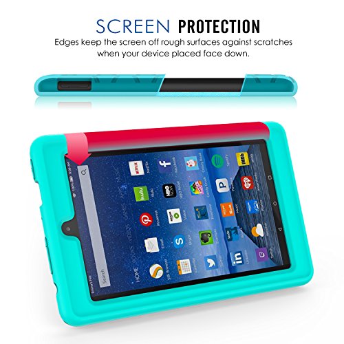 MoKo Fire 2015 7 Zoll Hülle – [Honey Comb Series] Leichte Rutschfeste Stoßfeste Silikon Schutzhülle Protector Case für Amazon Fire Tablet (Vorherige 5th Generationeration – 2015 Modell), Mint Grün - 8
