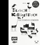 Image de Tierisch kalligrafisch: Tiere zeichnen in 5 Schwüngen - Kreativset mit Anleitungen, Stift und Papie