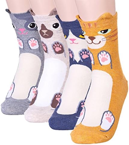 JYsense Womens Fun Design Animal Pattern Painting Crazy Casual Cotton Crew Socks| Good for Gift Idea| One Size Fits All