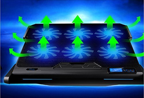 ‚Halterung Kühler bis 6 Lüfter für Laptop Notebook PC, Konsolen… Kompatibel Gerät von 9 bis 17, blaue LED-Beleuchtung, Belüftung und höhenverstellbar, 2 Ports USB… - 9