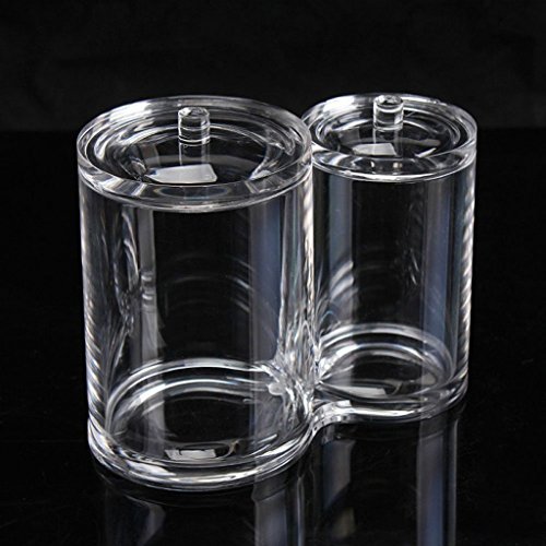 Oriskey Wattestäbchen Kosmetex Acryl Wattepads Behälter Halter Box Q-Tips Aufbewahrung, 2 runde Behälter - 4