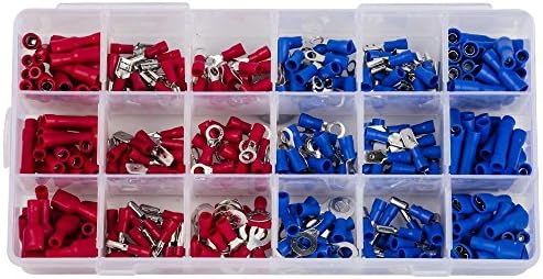GeekBox® 360pcs Electrical Connectors,Mixed Assorted Lug Kit, insulated Spade Wire Connector Crimp Terminal Spade Ring Set