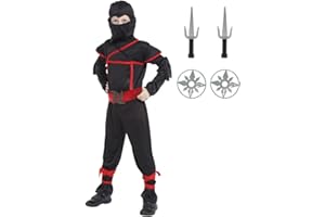 MYSTELLA Costume Ninja Carnevale Bambino 4-12 Anni Vestito da Ninja Halloween Ragazzo Bimbo Cosplay