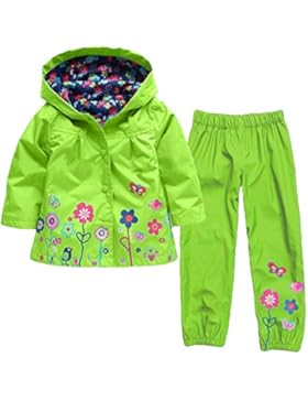 Timlung Kinder Mädchen 2tlg Bekleidungsset Regenjacke mit Kapuze + Regenhose