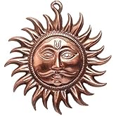 Siyaram Collections Home Vastu Sun Surya Face Copper God Sun Wall Hanging (6 inch, Bronze)