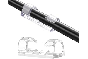 JIEOU 80 klipsów do kabli, 80 sztuk, samoklejące klipsy do kabli, do wykańczania przewodów, uchwyt na drut PC, samoprzylepny i organizer na przewód (przezroczysty)