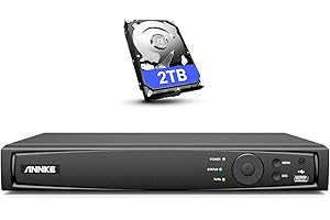 ANNKE 4K PoE NVR 8 Canales CCTV Sistema de Cámara de Seguridad de Red Grabadora de Vídeo con Disco Duro de 2 TB, 8MP 5MP 4MP 1080P HD, Cámara IP Grabación de Vigilancia 24/7