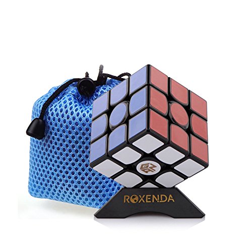 Roxenda Gan 356S V2 (Lite) 3x3 Smooth Magic Cube Ganspuzzle Speed Cube Puzzles Black with Cube Stand and Bag