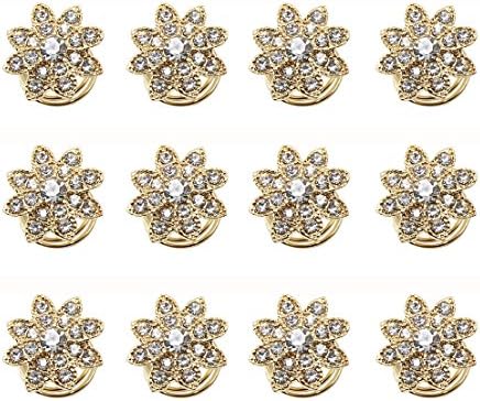 Shengxueer 12pcs Crystal Flower Twist Coils Hairpins Spiral Hair Flower Clip Wedding Prom Hair Grips (Gold)