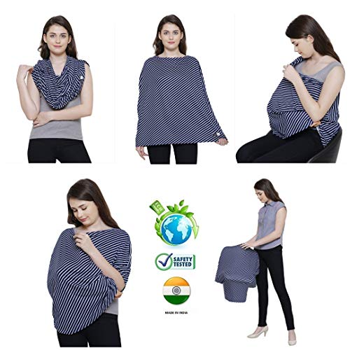 Feather Hug 360° Nursing Cover for Breastfeeding Mother, Women, Preemie Baby Maternity Mom, Multi Use, Feeding Cloak, (Mini Blue)