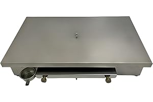 ZSTYLE Piastra Barbecue Professionale a GAS Griglia Acciaio INOX liscia 5 mm per Catering Ristoranti Street Food Pub per Cottura Arrosto 2 fuochi (Small 60x45 + Coperchio)