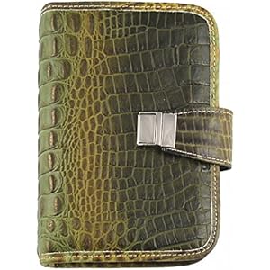 Wöchentlicher Veranstalter in echtem Leder '' Cocco '' 13x19 -Handmade in Italy-grün