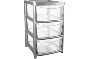 Aliza 3 Tier Drawers Cabinet| Plastic Drawers Storage Unit| A4 Drawers Storage| Home/Office Organiser | Plastic Storage Drawers for Multipurpose