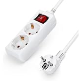 Aigostar - Power strip with 2 sockets and 3g1.0m㎡ 1.5m extension with switch