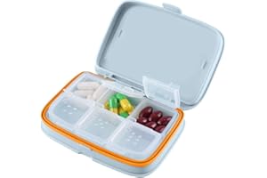 Portapillole Giornaliero Tascabile - Farmaci Organizzatore e Pianificatore di Medicinali - Portapillole Giornaliero Ideali Per il Viaggio - Di HSYTEK (Blu)
