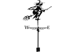 N-X sorcière avec support toit, girouette en métal soufflé au vent, décoration jardin, indicateur direction du vent pour décorations extérieures ferme et cour