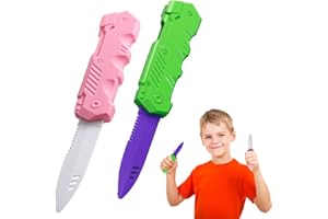ZORVUJI 2 Pezzi Coltello Magico a Lama Retrattile Finto per Teatro e Scherzi, Accessorio per Spettacoli di Magia e Divertimento, Prop per Adulti, Perfetto per Halloween e Feste (Rosa, Verde)
