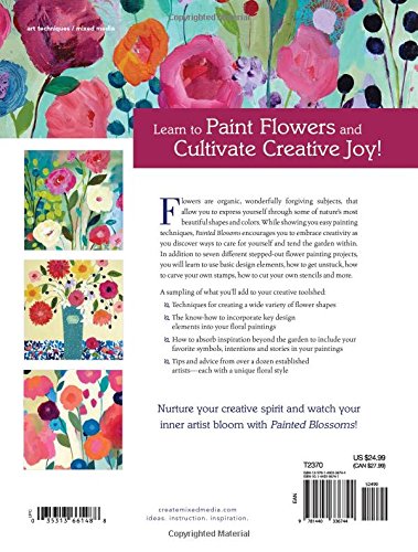 Book's Cover of Painted Blossoms: Creating Expressive Flower Art With Mixed Media