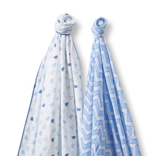 SwaddleDesigns SwaddleDuo, Chic Chevron Duo (Set of 2 in Blue)