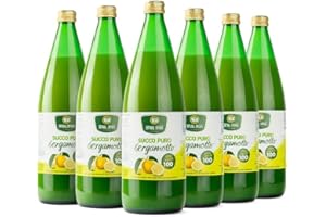 SAPORI MEDITERRANEI 6 Bottiglie Succo di Bergamotto Puro 100% – 1L Spina Santa: Gusto e Benessere dalla Calabria