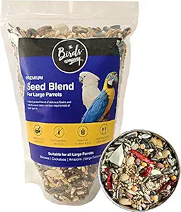 The Birds Company Premium Seed Blend of 12 Grains & Nuts, Fortified with Spirulina & Cuttlefish Bone, Bird Food for Large Parrots, Amazon, Macaw, Cockatoo, 2000 g