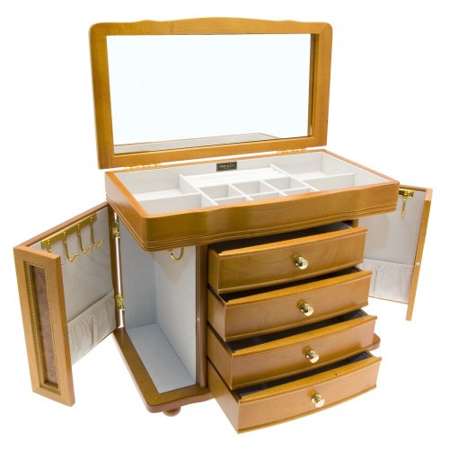 Mele Co Ida Burl Oak Finish Wooden Jewellery Box 106