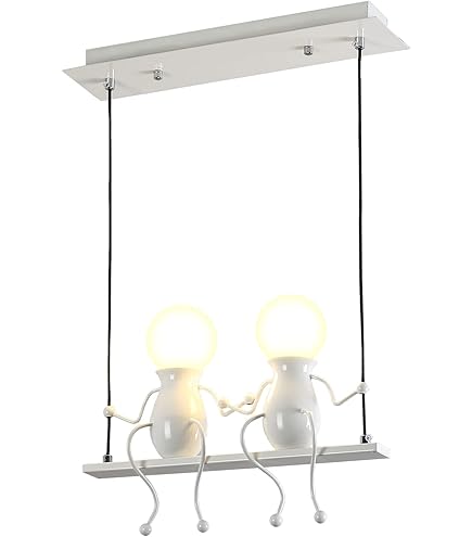 STOEX Lampada A Sospensione Vintage Retrò 3 Luci - Design Diamante, Paralume Bianco 20 Cm, Base 50 Cm, Cavo 100 Cm, Attacco E27 - 3