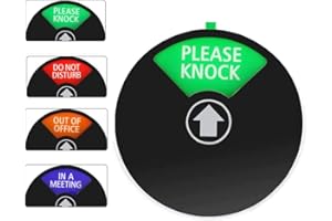 WANFOOU Señal de privacidad,15,7 cm Signo de Privacidad Señal Oficina con Texto en Inglés“PLEASE KNOCK”“DO NOT DISTURB”“OUT OF OFFICE”“IN A MEETING” Señales Informativas（Negro）