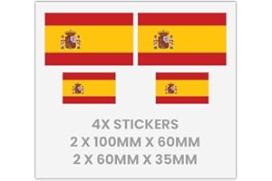 HANDMADE BY STUKK Lot de 4 autocollants en vinyle motif drapeau espagnol espagnol pour voiture, pare-chocs, miroir, iPad, camionnette, ordinateur portable