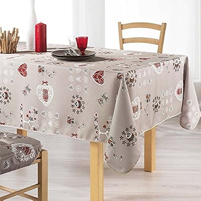 Décorline Couleur Montagne Nappe Antitâche 100% Polyester Imprimé Chouetti - Rectangle 150 X 240 cm