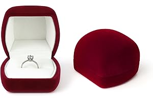 FuninCrea Porte Alliance Mariage en Velours à Fente Simple, Boite Bague Élégant pour Boucles d'Oreilles Bagues, Petit Boite Alliance pour Proposition Fiançailles Mariage Cérémonie (Rouge)